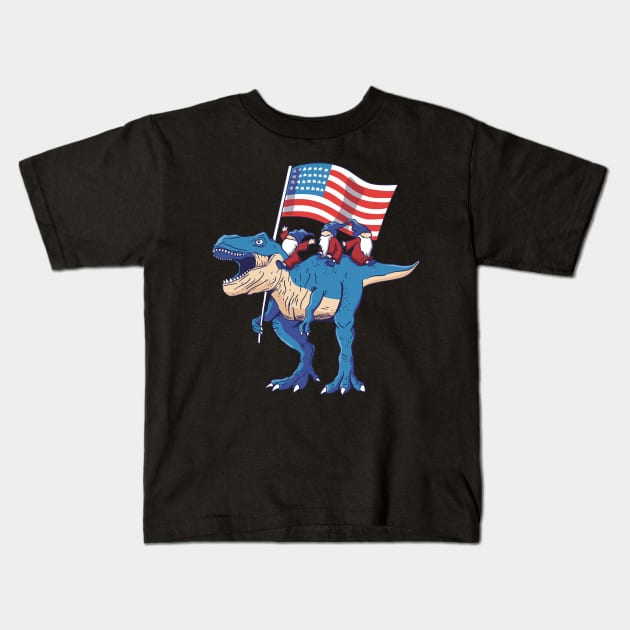 USA Dinosaur Kids T-Shirt by Hamster Design